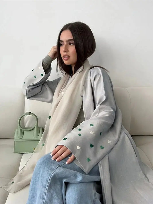 Ramadan Eid Kebaya Abayas For Women Open Heart Modest Kimono Abaya Damen Dubai Turkey Islam Muslim Dress Kaftan Kebaya Caftan.