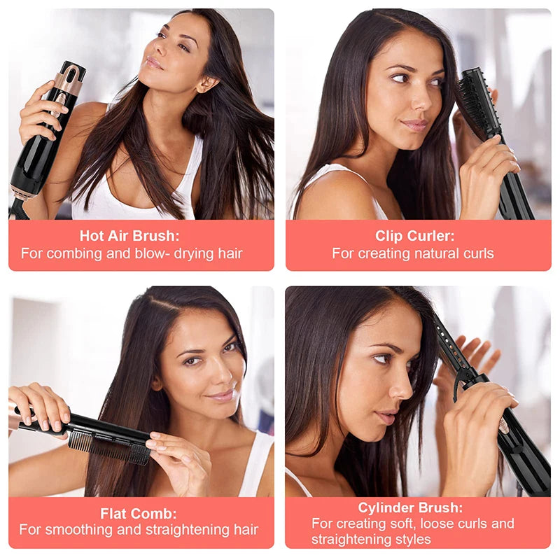 Hot Selling Professional 4-In-1 Hot Air Brush Portable High-Power Curly Hair Hot Air Comb Salon Women'S Styling Tool.