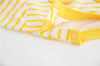 Gelbe Kollektion Frühling Herbst Baby Mädchen Junge Rundkragen Lange Ärmel Cartoon Bär Body/Strampler Neugeborenen Overall K31266