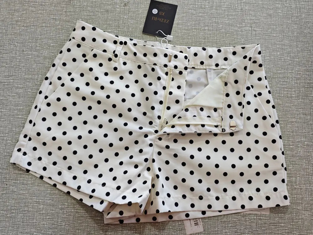 TRAFZA Herbst Polka Dot Gedruckt Jacke Für Frauen Lange Ärmel Rollkragen Zipper Mit Taschen Kordelzug Lose Vintage Mäntel