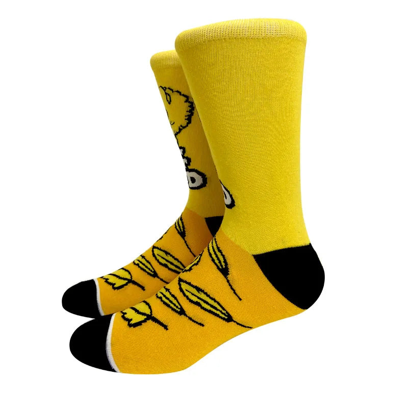 New 1 Pair The Simpsons Harajuku Women Men Socks Cartoon Personality Skateboard Socks Anime Middle Tube Cotton Unisex Socks