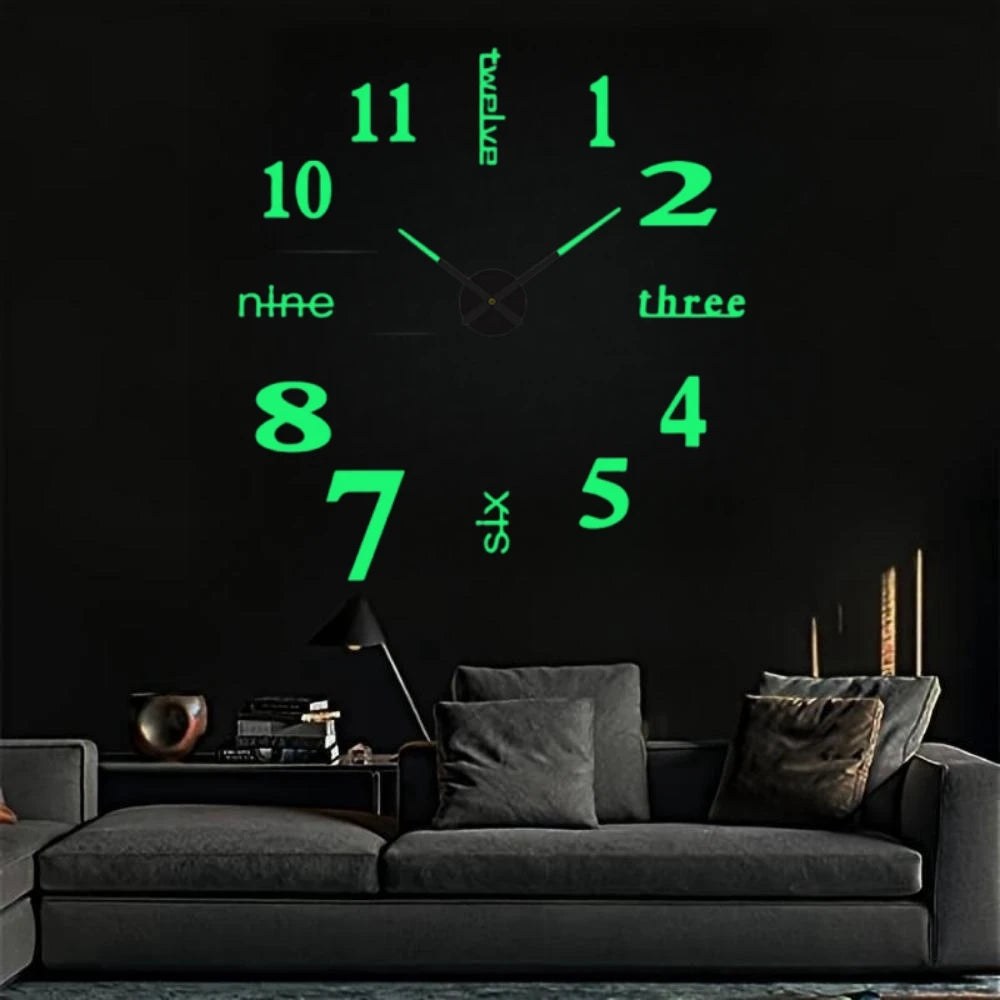 2023 Modernes Design, große Wanduhr, 3D-DIY-Quarzuhren, modische Uhren, Acryl-Spiegelaufkleber, Wohnzimmer, Heimdekoration, Horloge