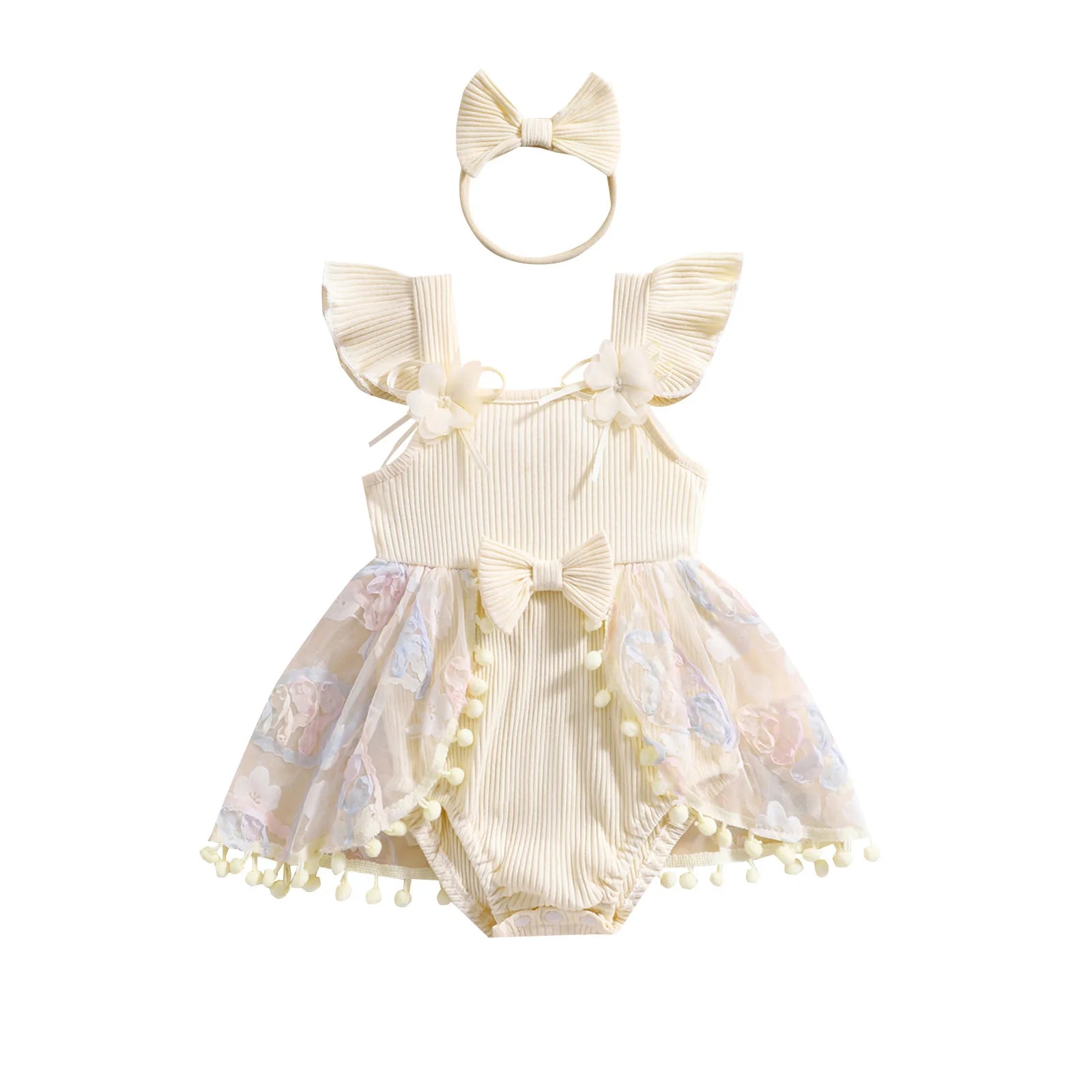 0-18M Kleinkind Baby Mädchen Sommer Strampler Kleid Nette Rüschen Ärmellose Square Neck Blume Body mit Stirnband Set neugeborene Kleidung.