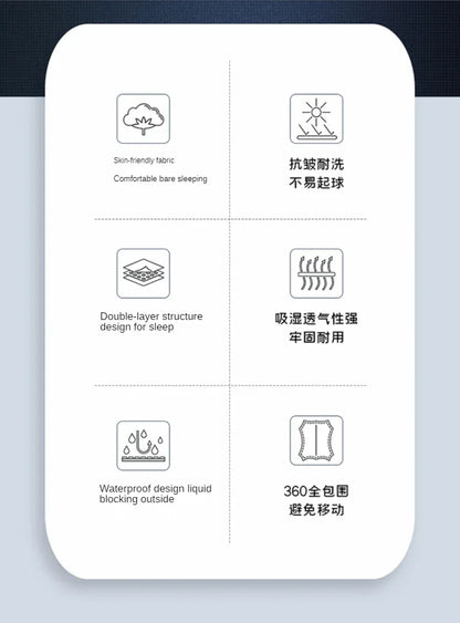 Waterproof Mattress Protector Thicken Fitted Bed Sheet Breathable & Noiseless Mattress Pad for Twin/Double/Queen/King Size Beds.