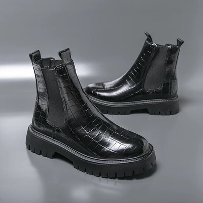 Street Style Pointed Toes Chelsea Boots Stylish Leather Ankle Boots Fashion High Top Shoes Party Business Motorcycle Boots Botas.