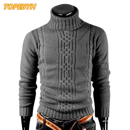 2025 Men's Warm Sweater Long Sleeve Turtleneck Sweater Retro Knitted  Pullover Sweaters.