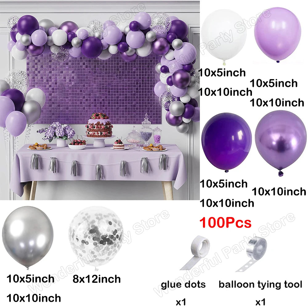 139 Stücke Dunkellila Licht Ballon Girlande Bogen Kit Metall Lila Gold Latex Ballons Hochzeit Party Braut Baby Dusche Geburtstag Dezember.