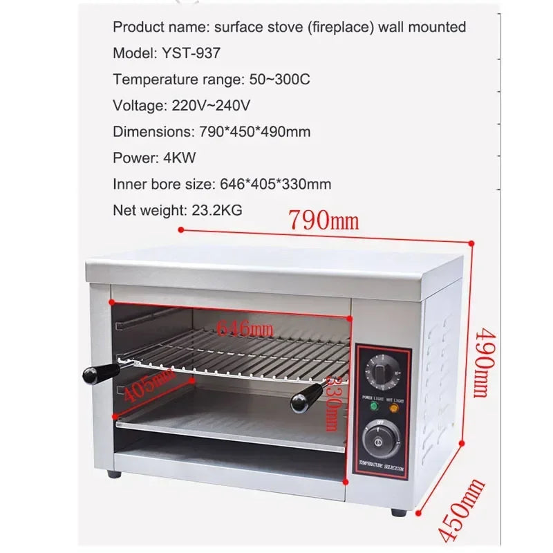 Household 220v Electric Heating Surface Stove Commercial Hanging Drying Oven With Timer Electric Oven New Multi-function Grille.