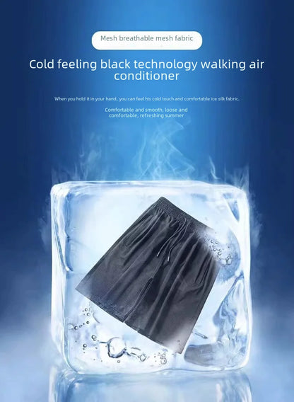 2024 New Ice Silk Pants Summer Thin Breathable Mesh Pants Men's Casual Ice Cold Men's Other Material.