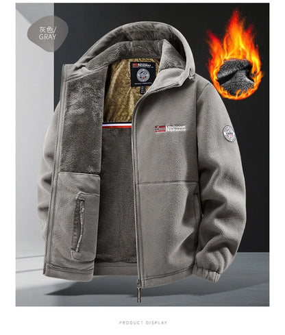 Maxbarley Brand Winter Fleece Jacket Men Casual Thickened Wool Coat Athleisure Design Warm Fashion Hooded Jackets Snow Ski Suit.
