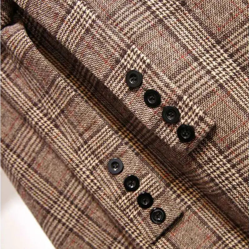 Khaki Plaid Vintage A-line High Waist Lace Up Buttons Loose Women's Skirt Mid-Calf Long Skirts For Women Clothing Fashion 2024.