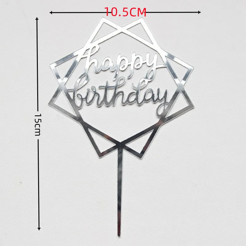 10 Stück Roségold Happy Birthday Kuchendeckel Silber Schwarz Schlichtes Design Acryl Kuchendeckel Babyparty Party Dessert Dekoration.