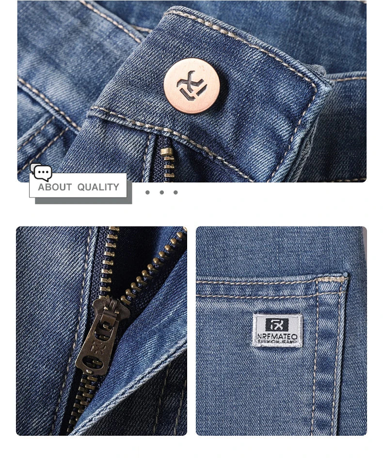 Summer Thin Men's Straight Loose Gray Jeans Soft Fabric Lyocell Fabric Light Colored Casual Pants Male Brand Trousers.