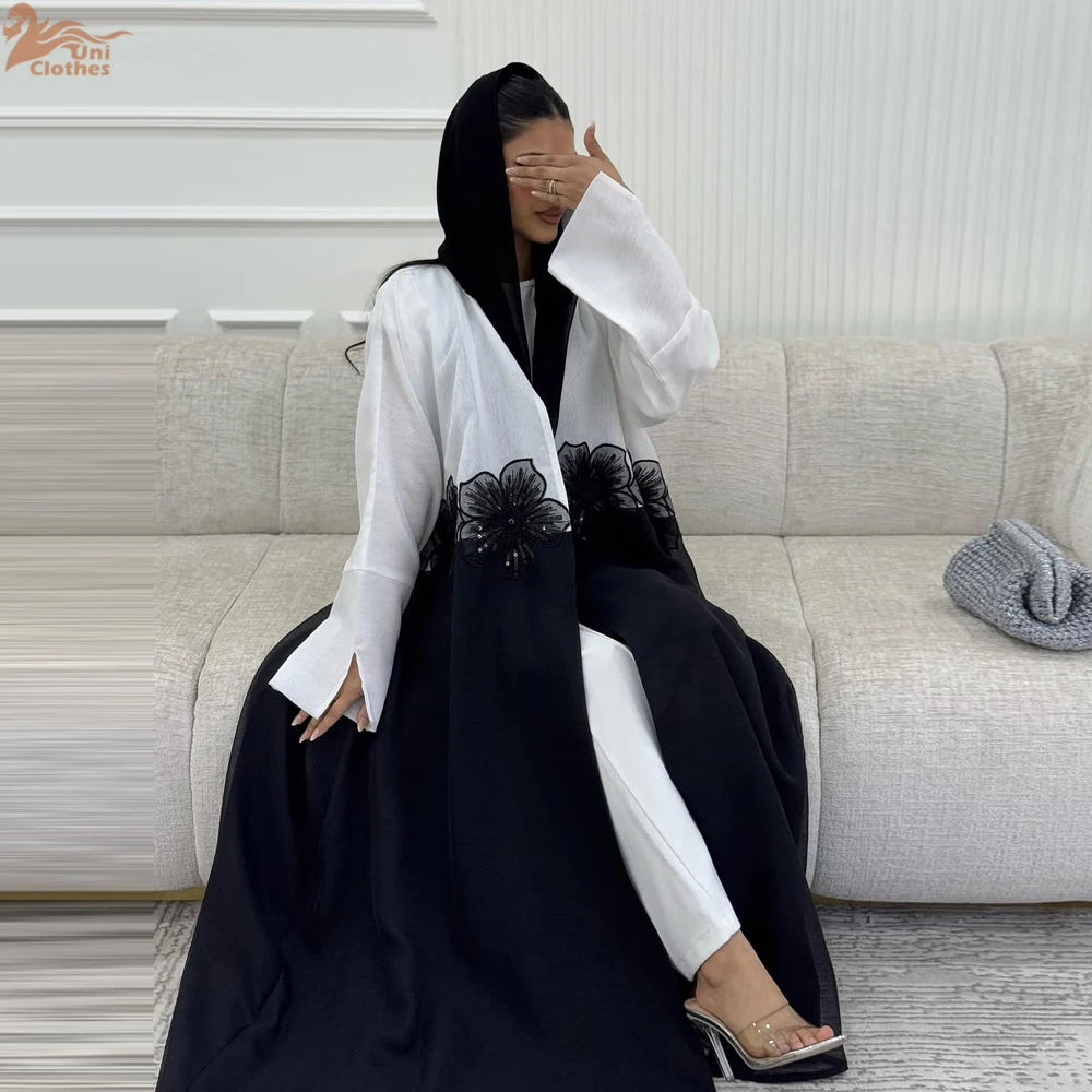 Eid Dubai Open Abaya Appliques Kimono Cardigan Women Muslim Dress Turkey Kaftan Kebaya Caftan Marocain Femme Robe Islam Jalabiya.
