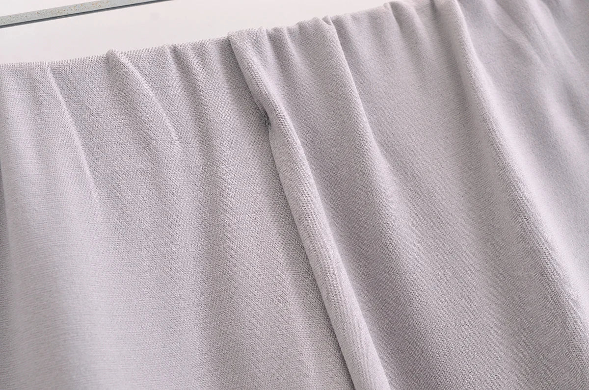 HH Women's 2-Piece Set Fashion Slimming Double-Sided Fabric Round Neck Long-Sleeve Top+Elegant Stretch Casual Wide Leg Pants