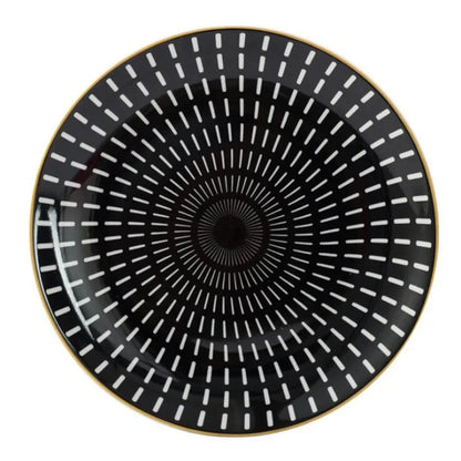 Geometric Design Gold Plating Meal Plate Porcelain Kitchen Dinner Plates Ceramics Food Tray Salad Dish 6/8/10 Inch 1Pcs