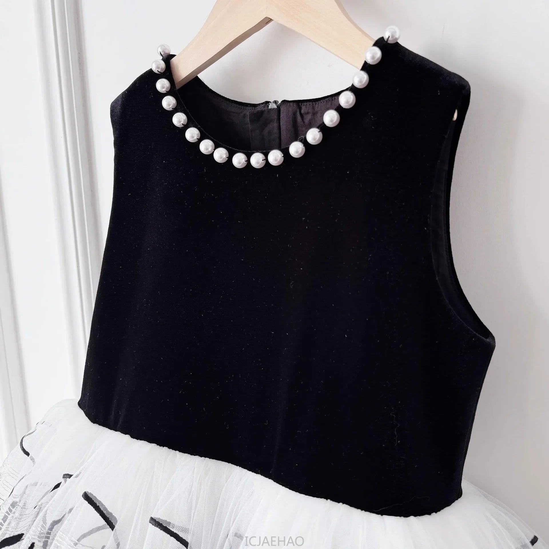 Gesticktes Tüllkleid für schwarze Mädchen, Perlenklavier, Performance-Kleid, Bühnenausstattung, Outfits, Sommer, Blumenspitze, formelle Kostümkleidung.