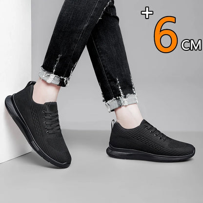 Men Big Size 37-47 Breathable Mesh Elevator Sport Shoes Soft Comfortable 6cm Hidden Heels Height Increasing Sneakes Lift Casual.