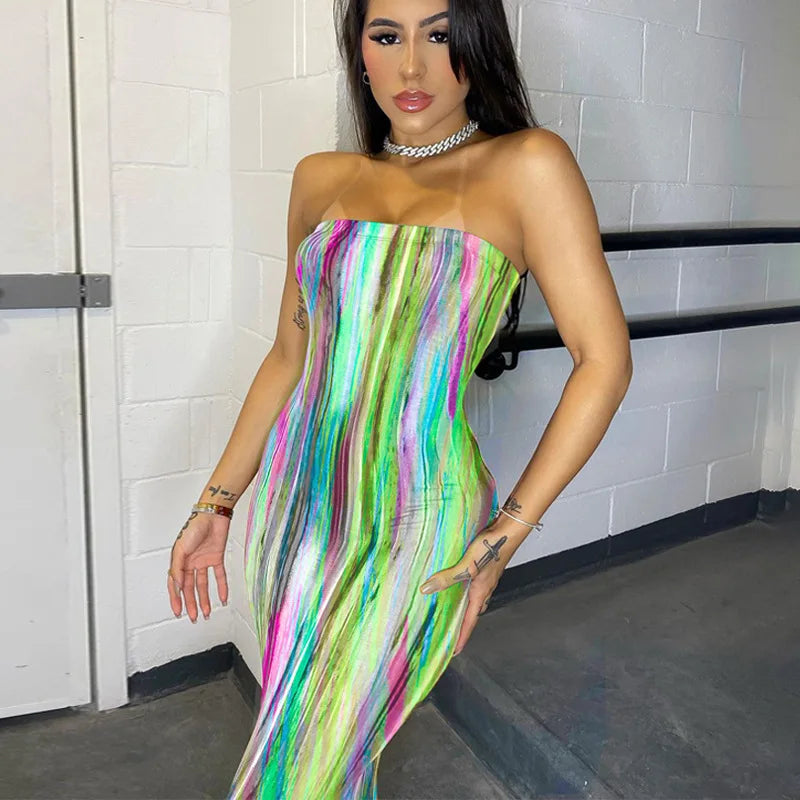 Sommer Lange Kleider Für Frauen Bodycon Brust Wrap Print Off Schulter Verband Schlank Sexy Kleid 2024 Neue Mode Party Vestidos