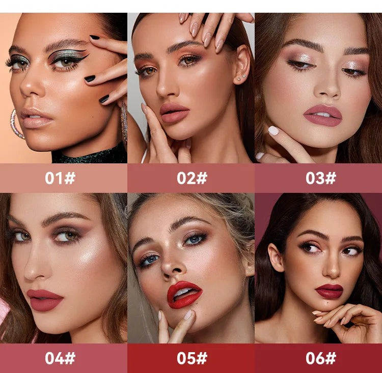 6 Colors Nude Matte Lip Gloss Waterproof Lasting Lipstick Not Fading Sexy Nude Red Pink Velvet Liquid Lipsticks Makeup Cosmetic.