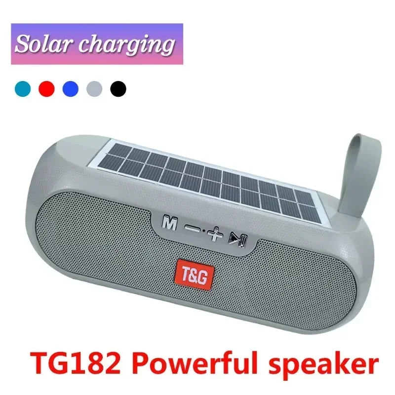 T&G TG182 Solar Charging Portable Stereo speakers Wireless Bluetooth With Mic Outdoor Loudspeaker Waterproof FM Radio Soundbar.
