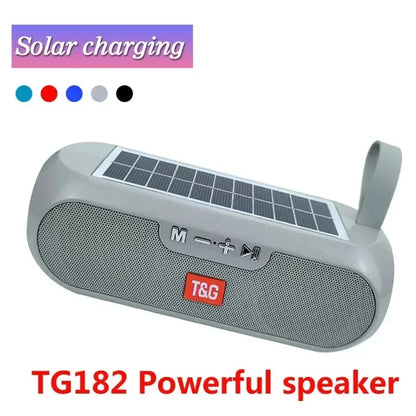 T&G TG182 Solar Charging Portable Stereo speakers Wireless Bluetooth With Mic Outdoor Loudspeaker Waterproof FM Radio Soundbar.
