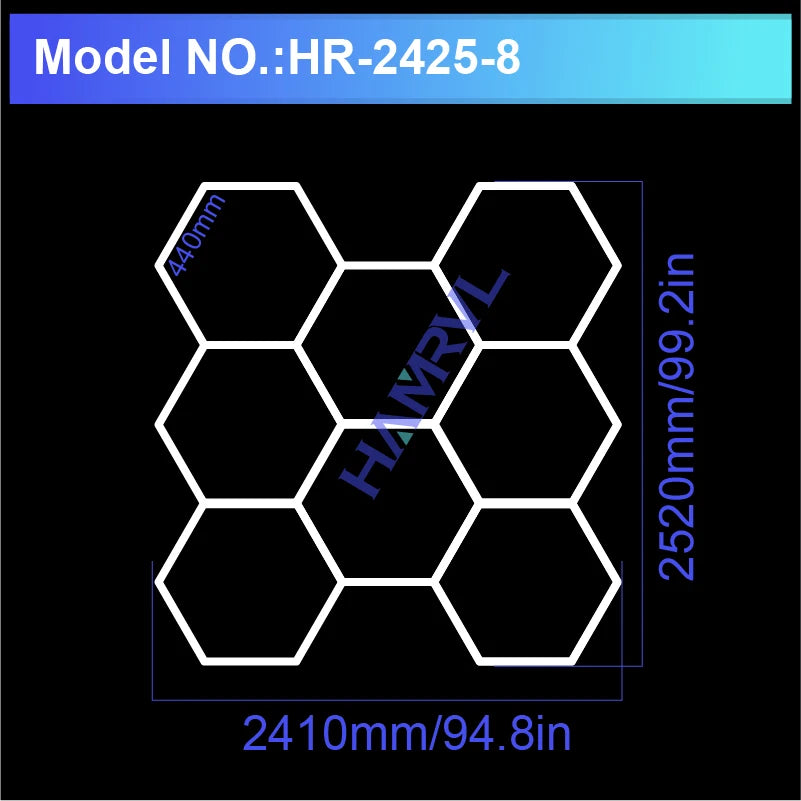 Hexagonal ceiling light BarberShop Car Garage LED Light 6500k LED tube for Gym Bar Hair Salon Library Workshop Auto Body Repair