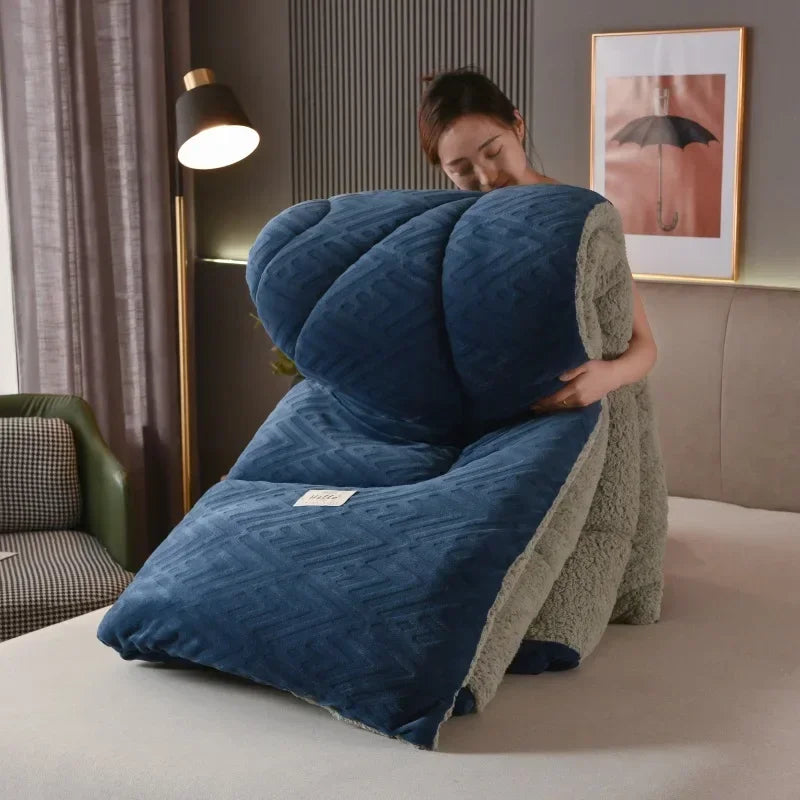 Super Warm Lamb Wool Quilt Winter Thickened Cotton Quilt Warm Cotton Double Sided Velvet Soft Extra Large Blanket 이불