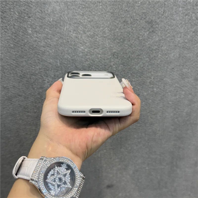 Luxury Solid Color PU Leather Magsafe Case For iPhone 17 Air 17Pro 17Pro Max Active Touch Camera Button Lens Protection Cover.