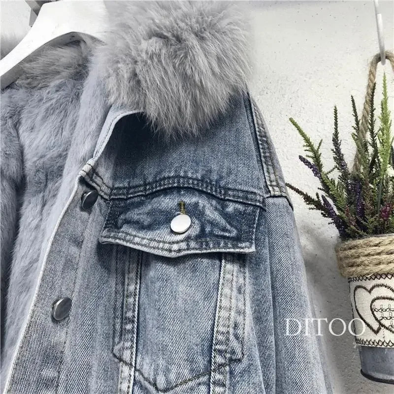 Frauen Denim Kosten Einreiher Taste Jacken Fleece Patchwork Strickjacke Taschen Oberbekleidung Casual Warm Solide Lose Fit.