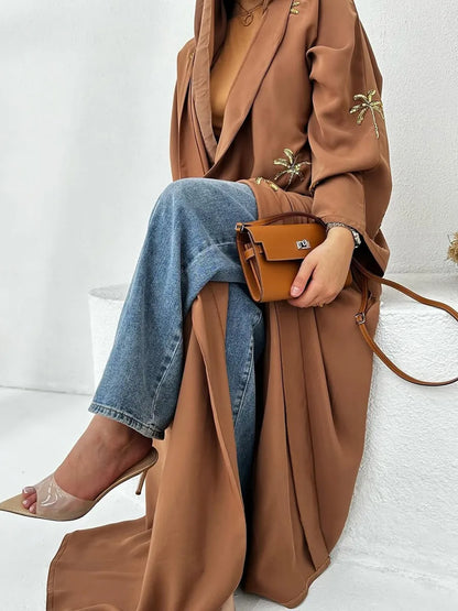 Women Eid Dubai Abaya Luxury Muslim Fashion Sequin embroidery Kimono Cardigan Long Dress Kaftan Robe Femme Islam Clothing Kebaya.