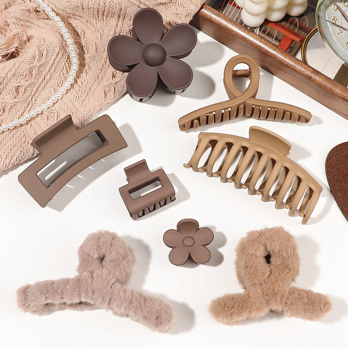 7/8Pcs Neutral Color Hair Clips for Women 4.7Inch Large Hair Claw for Thin Thick Hair,Big Matte Banana Clip,Strong Hold jaw clip.