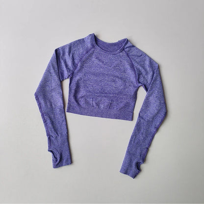 Women's Shirt Seamless Crop Top Fitness Shirts Long Sleeve Sports Top Woman Yoga Tops Activewear With Thumb Hole Sportswear.