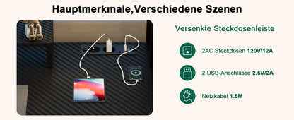 Devoko Gaming Tisch mit LED & Steckdosen,120x60 cm DIY-Stecktafel Schreibtisch mit Ablageregalen