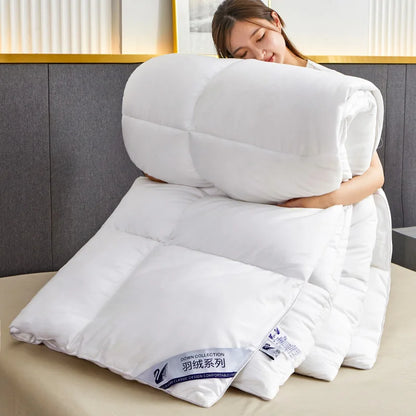 Solid White Goose Down Like Duvet Fluffy Quilted Comforter Comfortable Warm Winter/Autumn Thick Blanket 150*200cm Quilt Core.