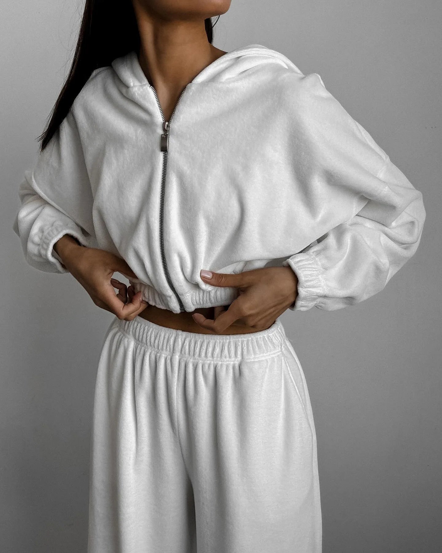 Fall Winter Women's Fashion Hooded Stand Collar Sweatshirt Set Casual Loose Fit Two Piece Streetwear Lounge Gym Ourdoor Outfit