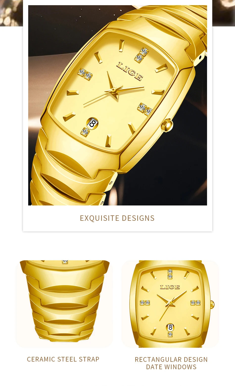 LIGE Fashion Luxury Woman Watch Simple Elegant Stainless Steel Casual Quartz Watches for Women Calendar Ladies Romantic Gift New.