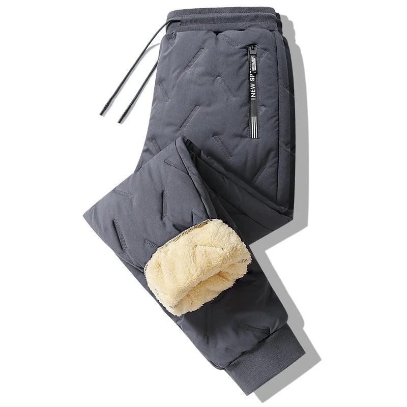 Men's Winter Sweatpants Plush Thick Fleece Lambswool Thermal Casual Waterproof Windproof Warm Cotton Trousers.