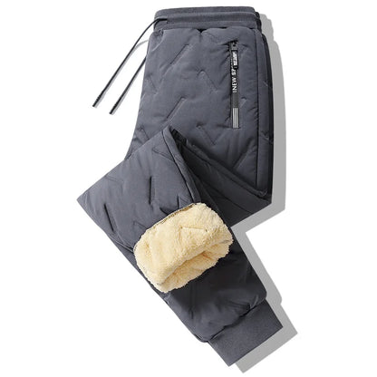 Men's Winter Sweatpants Plush Thick Fleece Lambswool Thermal Casual Waterproof Windproof Warm Cotton Trousers.