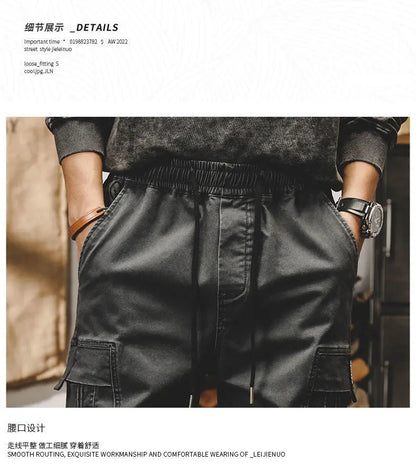 ARENS Techwear Cargo Pants Men Black Cargo Trousers Male Vintage Japanese Streetwear Hip Hop Pockets Casual Safari Style Loose