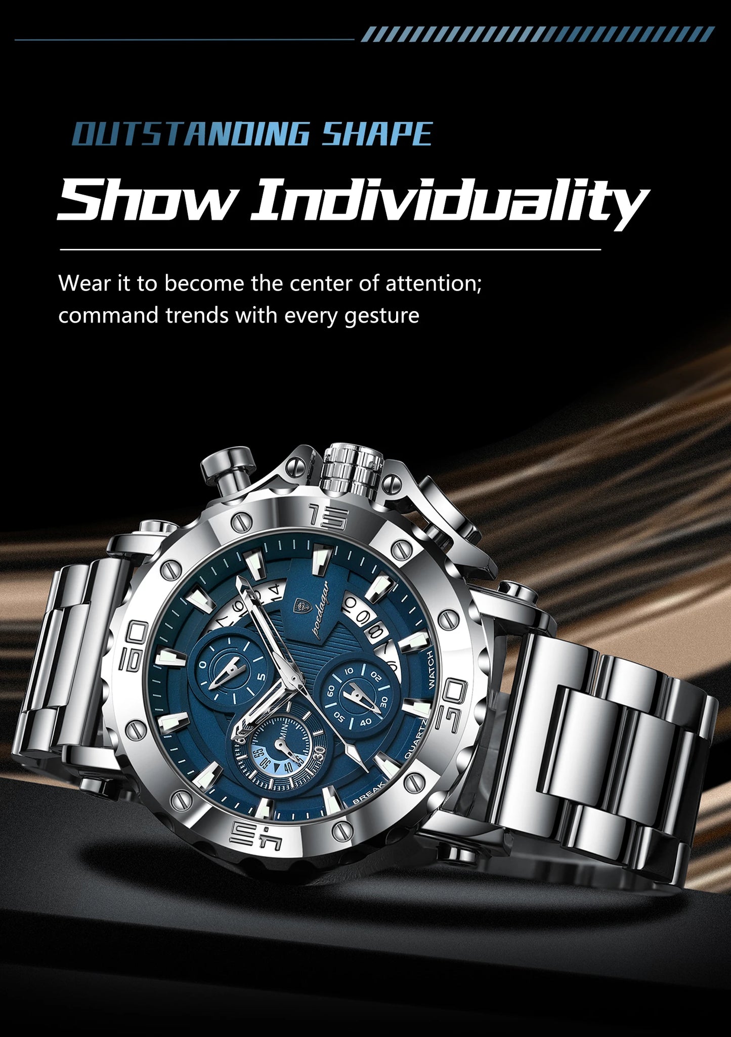 POEDAGAR Luxury Watch For Men Calendar Luminous Waterproof Man Clock Male Chronograph Stainless Steel Men's Quartz Watches Reloj.