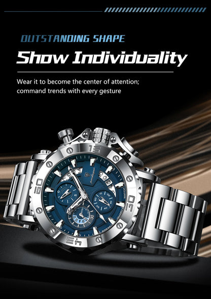 POEDAGAR Luxury Watch For Men Calendar Luminous Waterproof Man Clock Male Chronograph Stainless Steel Men's Quartz Watches Reloj.