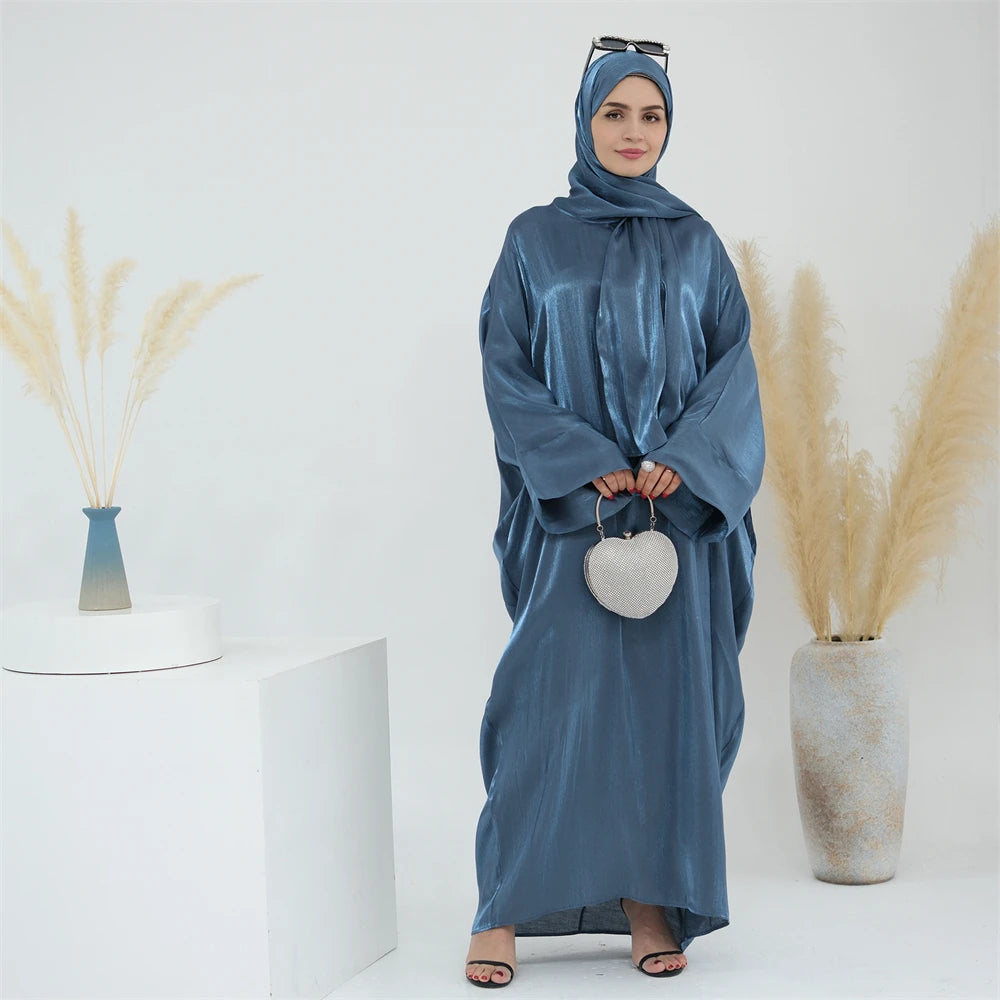 Eid Modest Satin Khimar Abaya Dubai Luxury 2024 Muslim Islam Arabic Abayas For Women Kaftan Hijab Dress Robe Femme Musulmane.