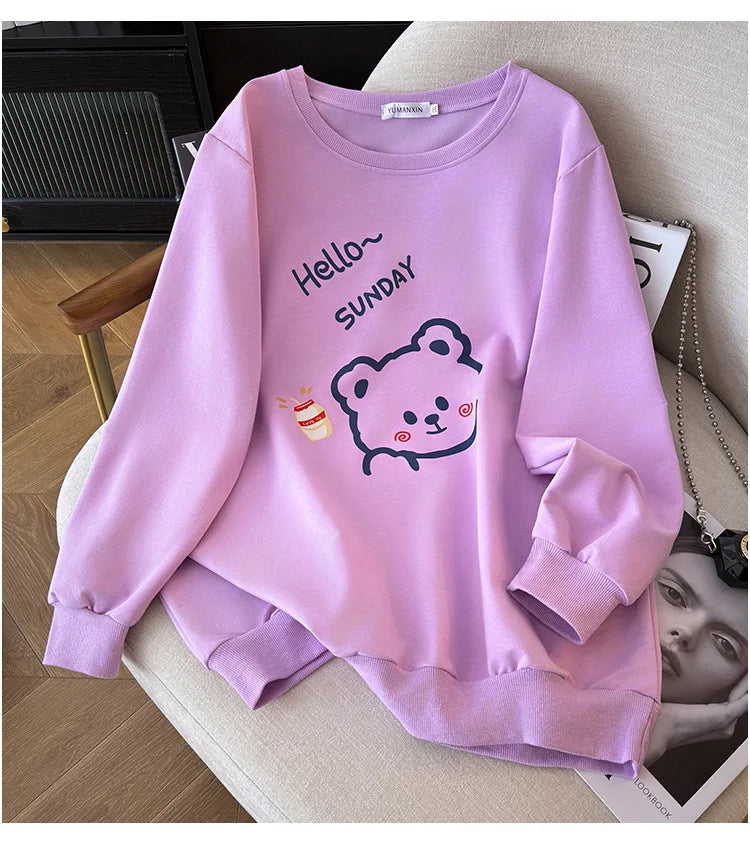 175 kg Plus Größe Damen Büste 170 Frühling Herbst lose Langarm Cartoon Print Pullover Sweatshirts 4XL 5XL 6XL 7XL 8XL 9XL.