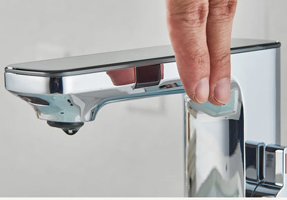 rozin Touchless Sensor Basin Faucet Smart Digital Display Bathroom Sink Faucets Grey Brass Sense Hot Cold Water Mixer Tap Crane