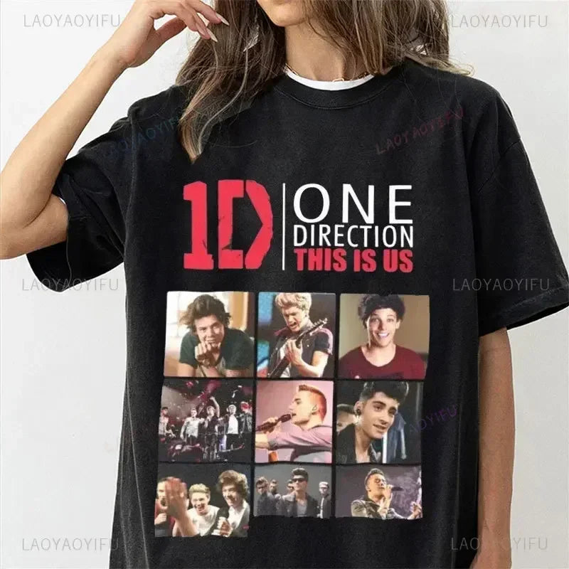 One Directions Women Print T-Shirts Rapper Short Sleeve T Shirt Hip Hop Vintage Singer Tops Summer Cotton Unisex Tees Clothing.