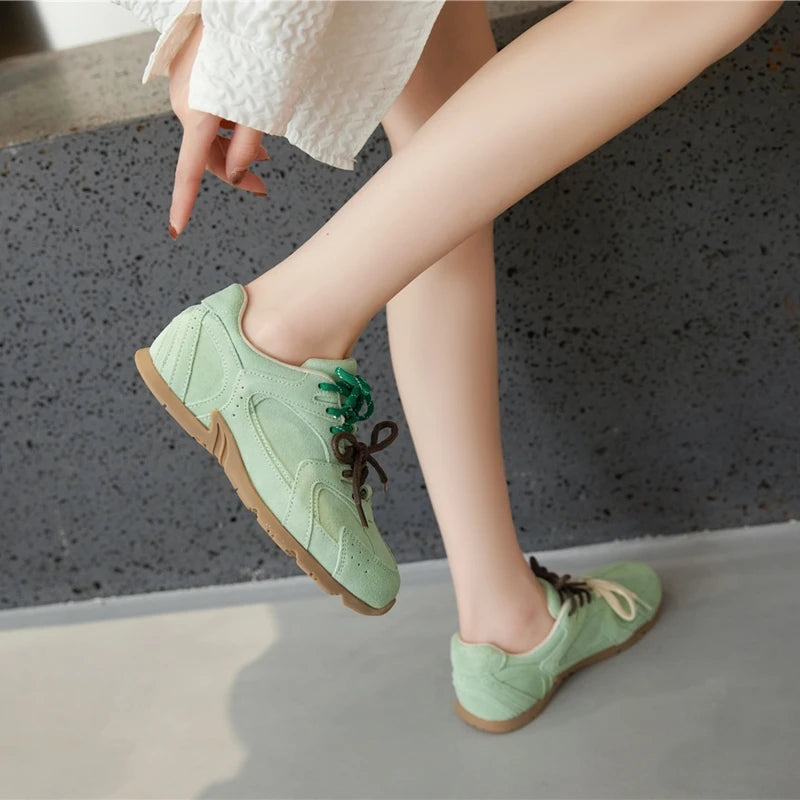 AIYUQI Women Sneakers New Genuine Leather Retro German Training Shoes Women Winter Velvet Fur Flat Casual Shoes Women.