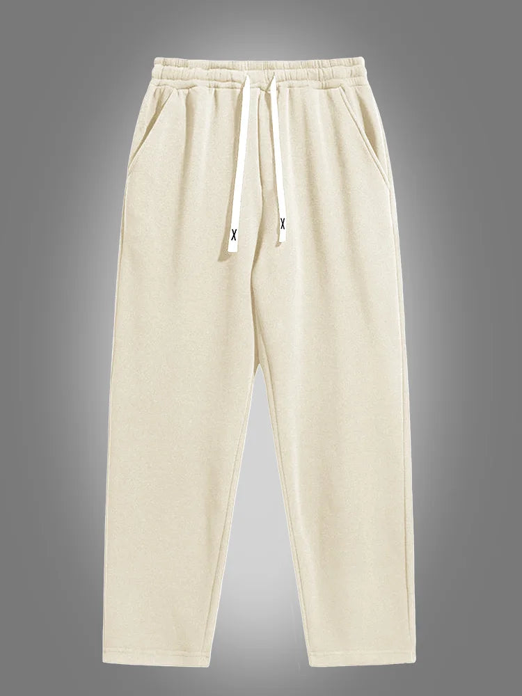 Men's solid color straight leg jogging pants, suitable for casual sports such as running, gym, and outdoor activities.