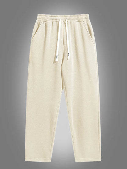 Men's solid color straight leg jogging pants, suitable for casual sports such as running, gym, and outdoor activities.