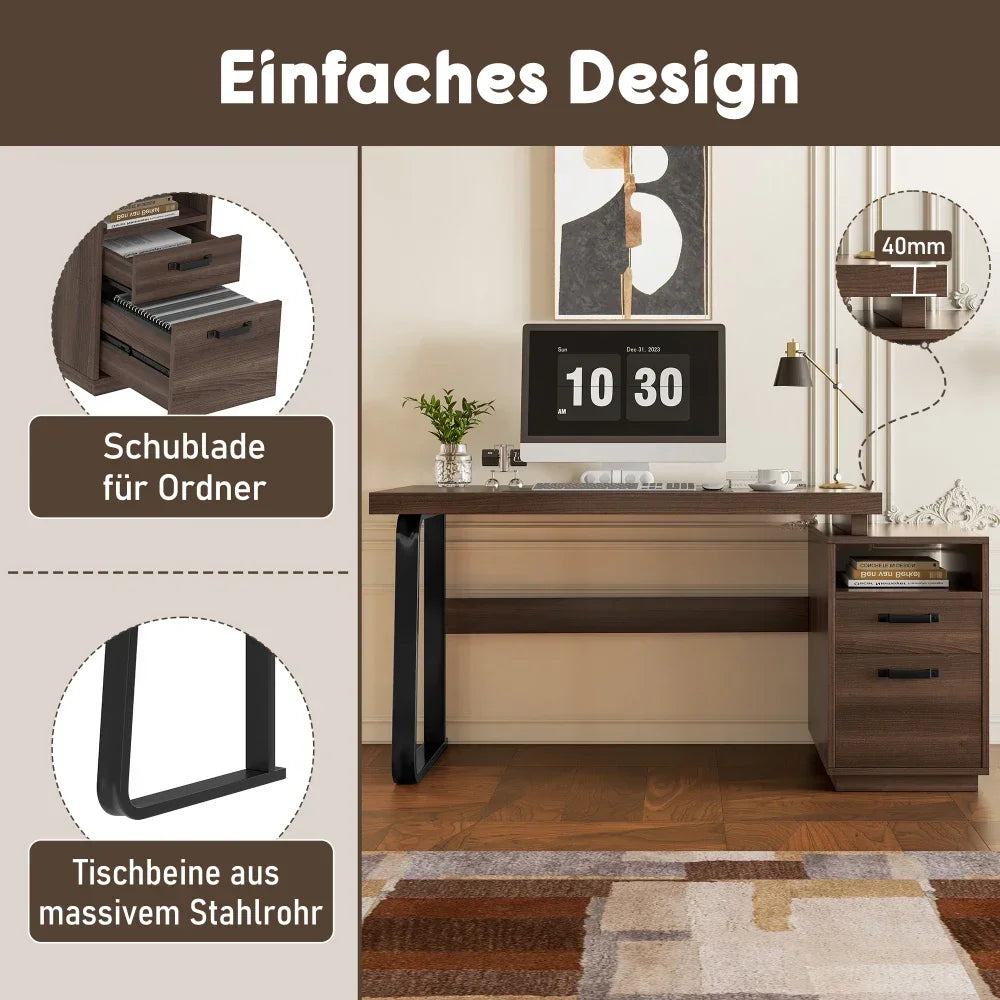 Moderner Schreibtisch mit integriertem MDF-Desktop, geräuschloser Schublade, ideal für Heimbüro und Arbeitszimmer, praktischer Arbeitsplatz